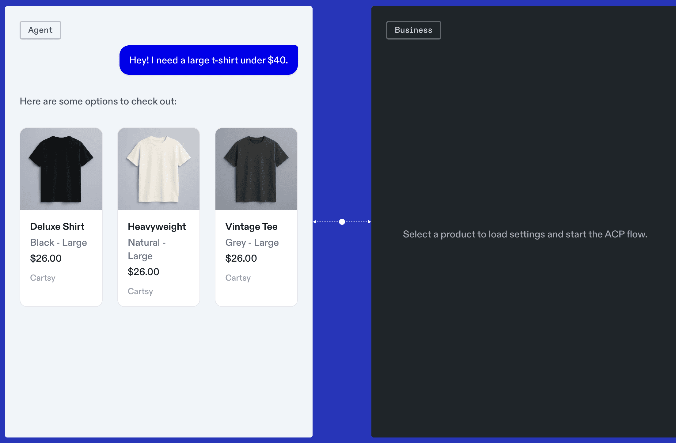 AI commerce platform demo showing ChatGPT shopping integration, Perplexity commerce, and Claude AI features - screenshot 1
